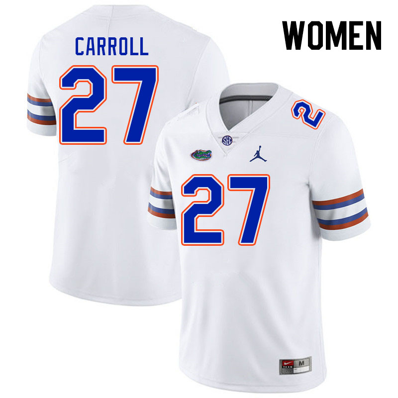 Women #27 Cam Carroll Florida Gators College Football Jerseys Stitched-White - Click Image to Close